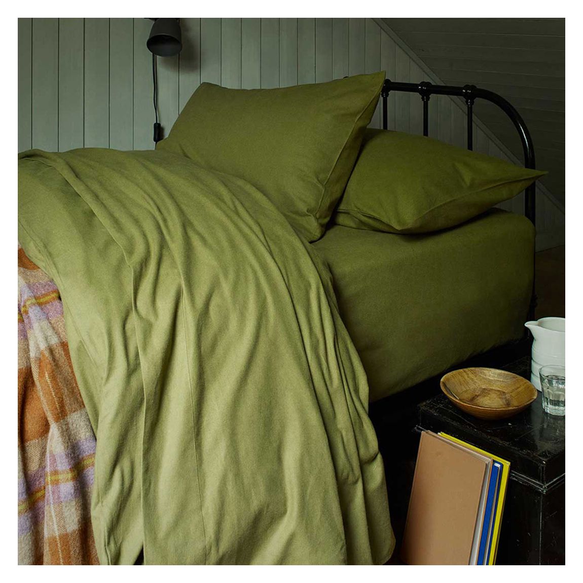 Olive Green Pair of Standard Brushed Cotton Pillowcases main product photo