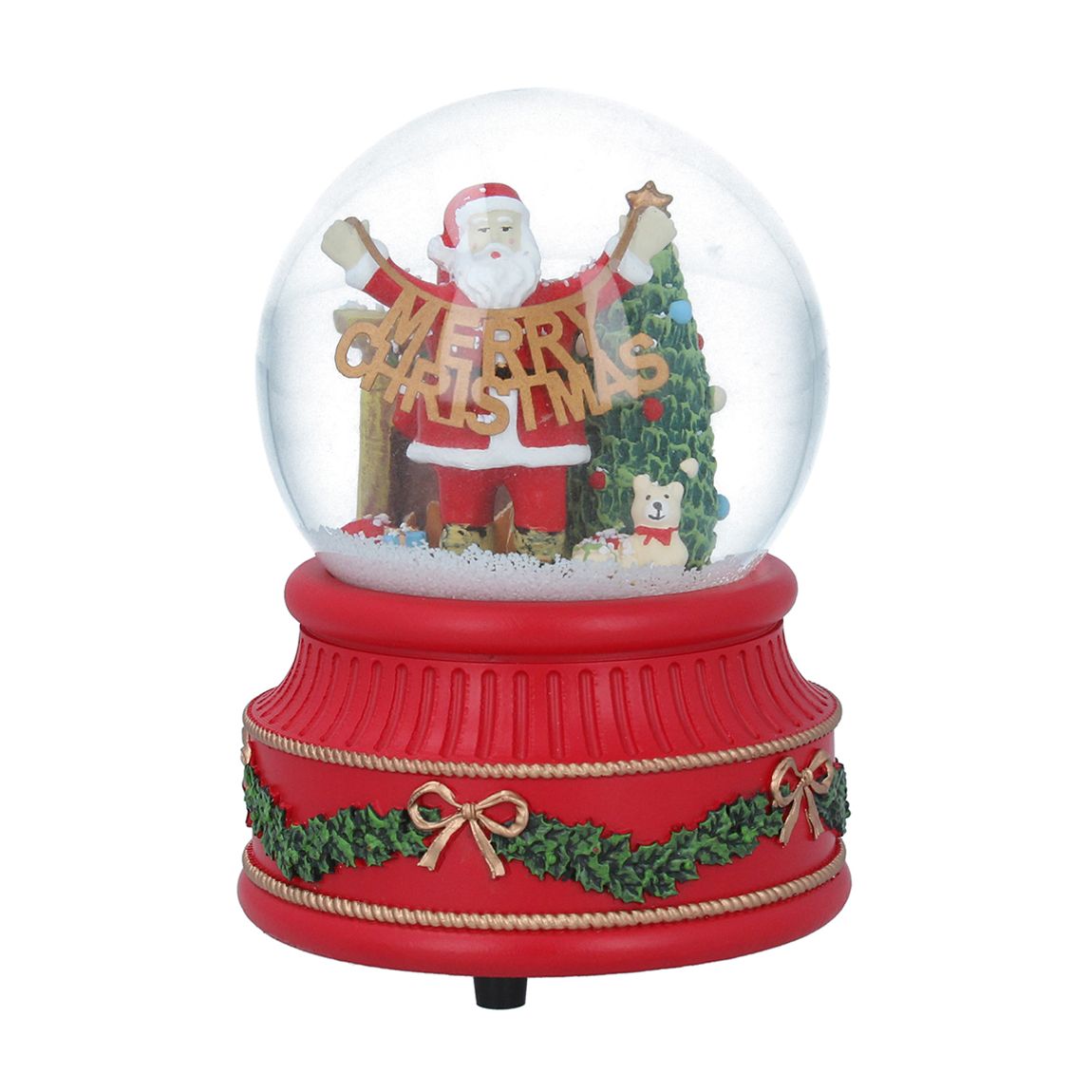 Santa with Merry Christmas Garland Music Dome main product photo