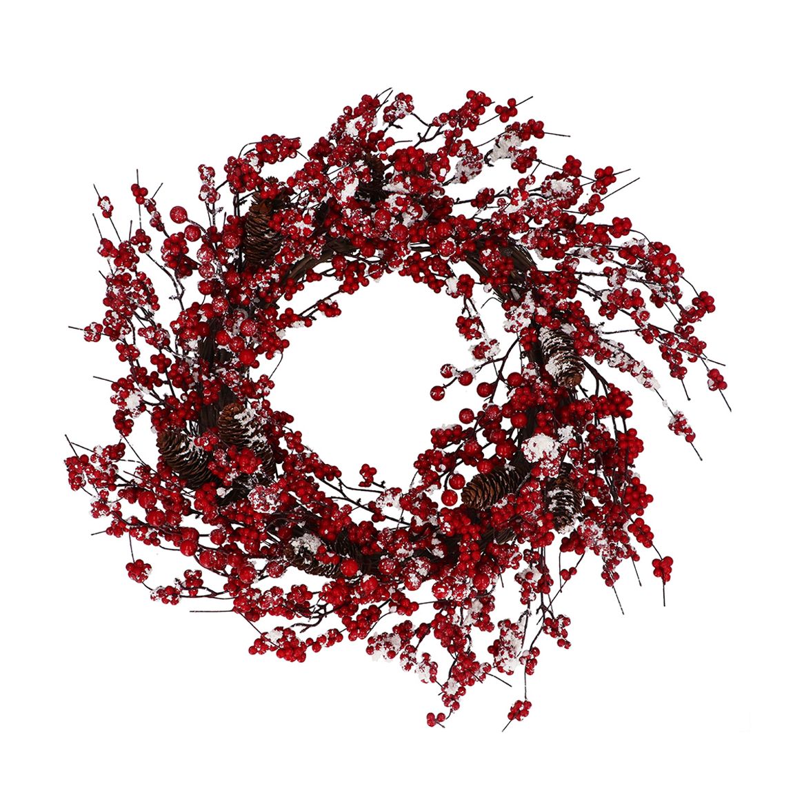 Snowy Red Berry Spray Twig Wreath, 64cm main product photo
