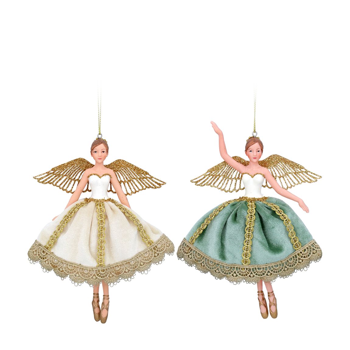Cream/Gold/Green Fairy Dec, Set Of 4 main product photo