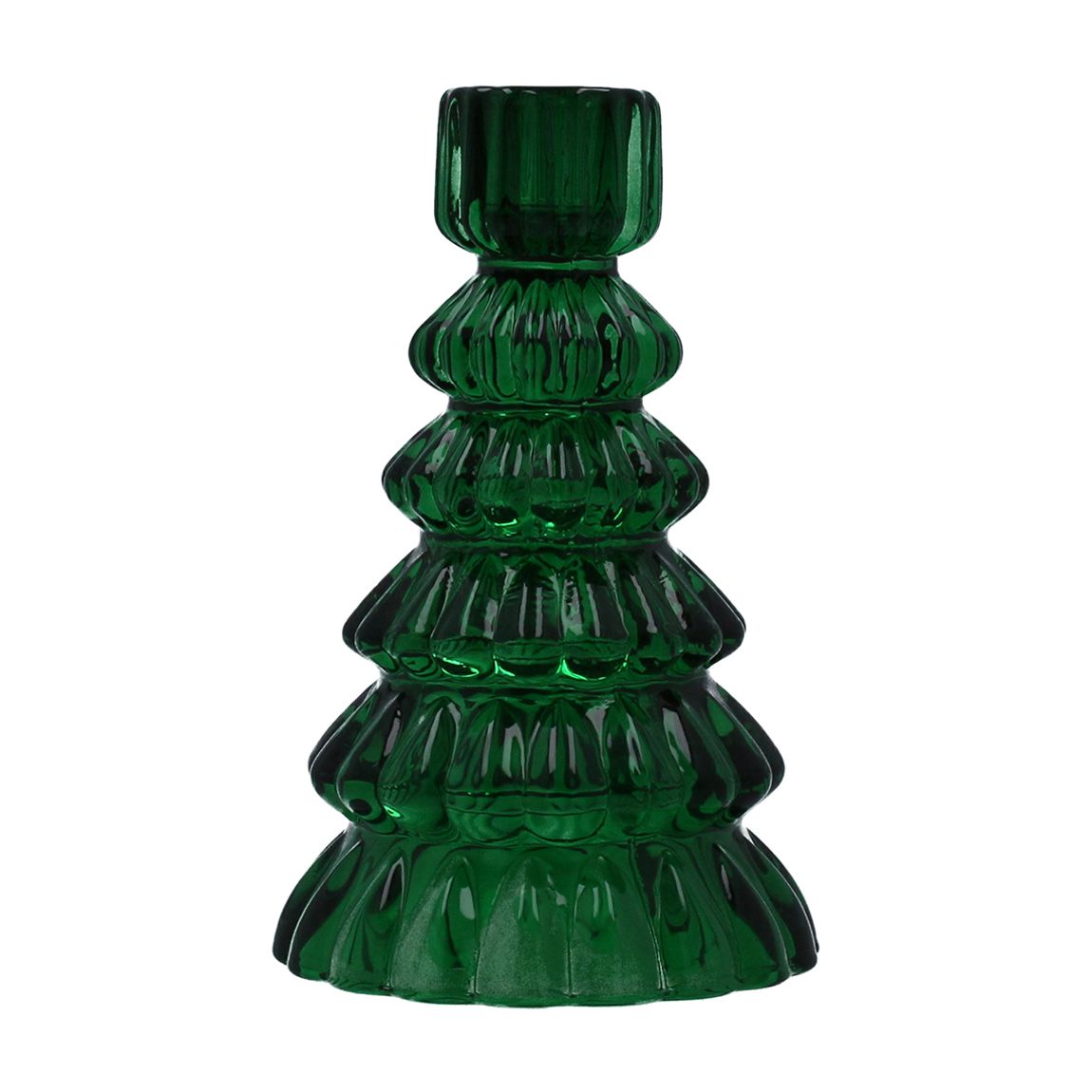 Set of 2 Green Glass Tree Candlesticks main product photo