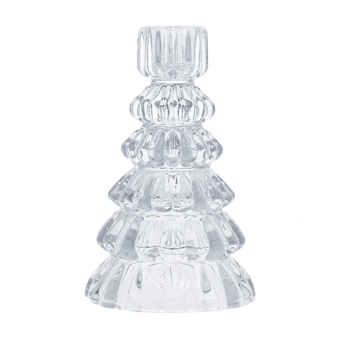 Clear Glass Tree Shaped Candle Holder, Set Of 2 main product photo