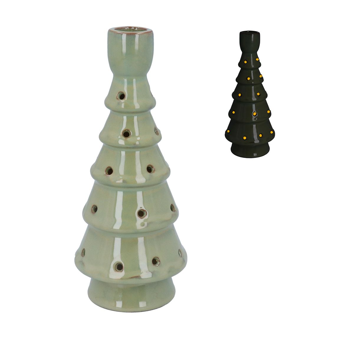 Green Ceramic LED Candlestick, Set Of 2 main product photo