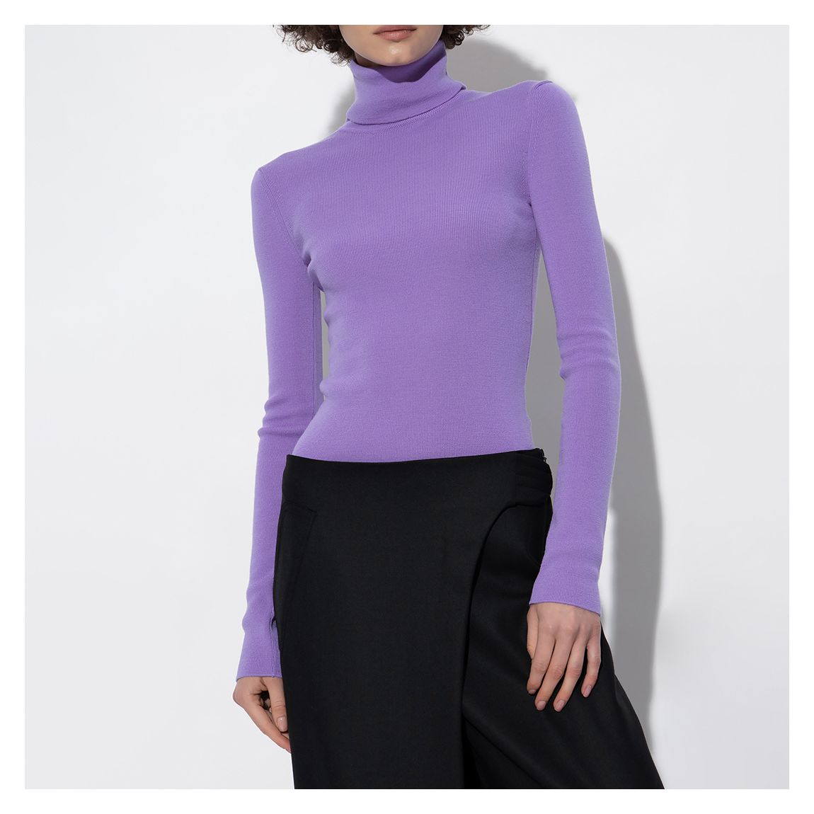 Lilac Ribbed Roll Neck Jumper main product photo