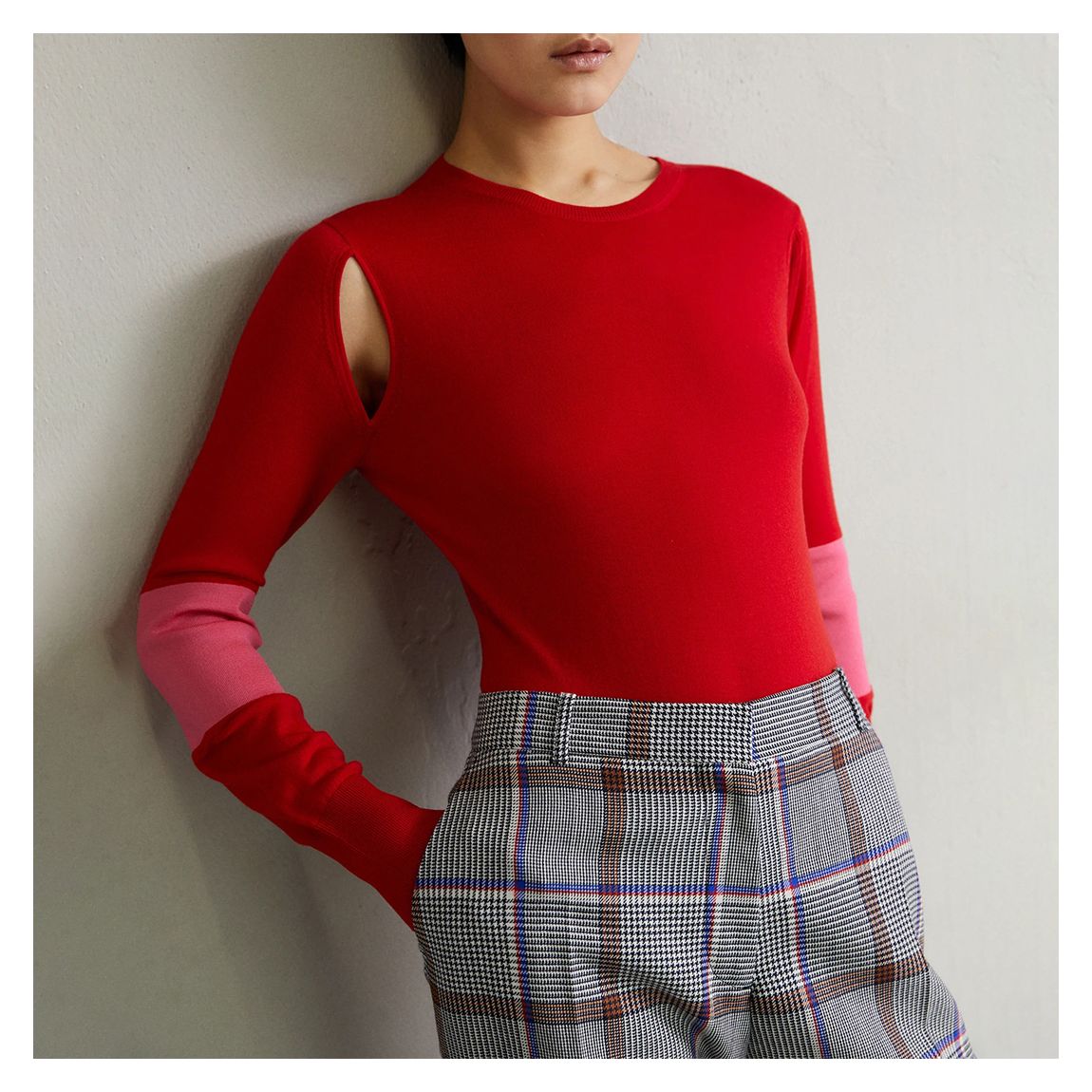 Red Cut Out Bodysuit main product photo