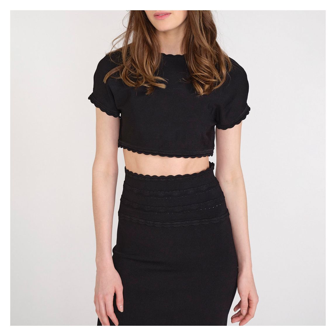Black Cropped Short Sleeve Top main product photo