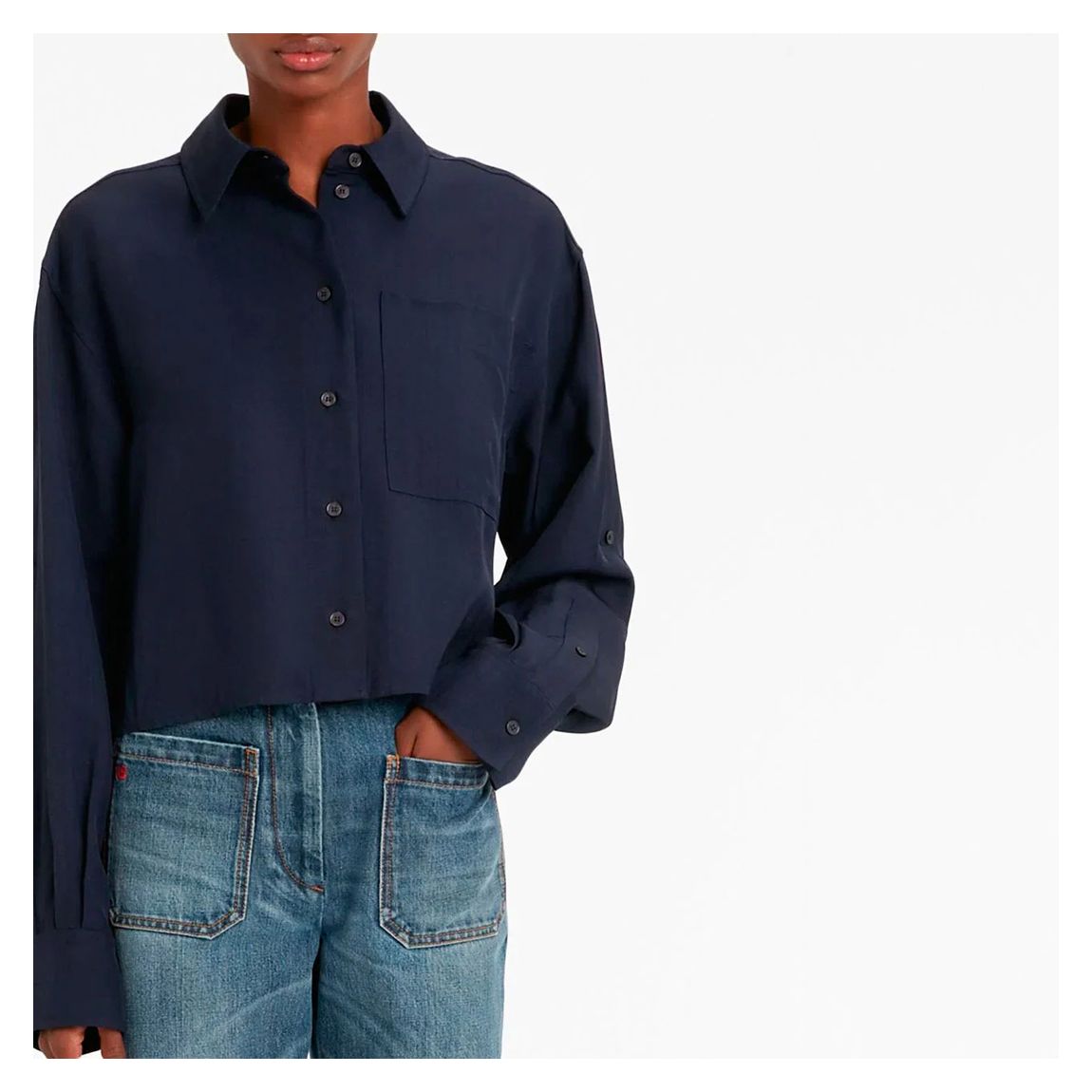 Dark Blue Cropped Shirt main product photo