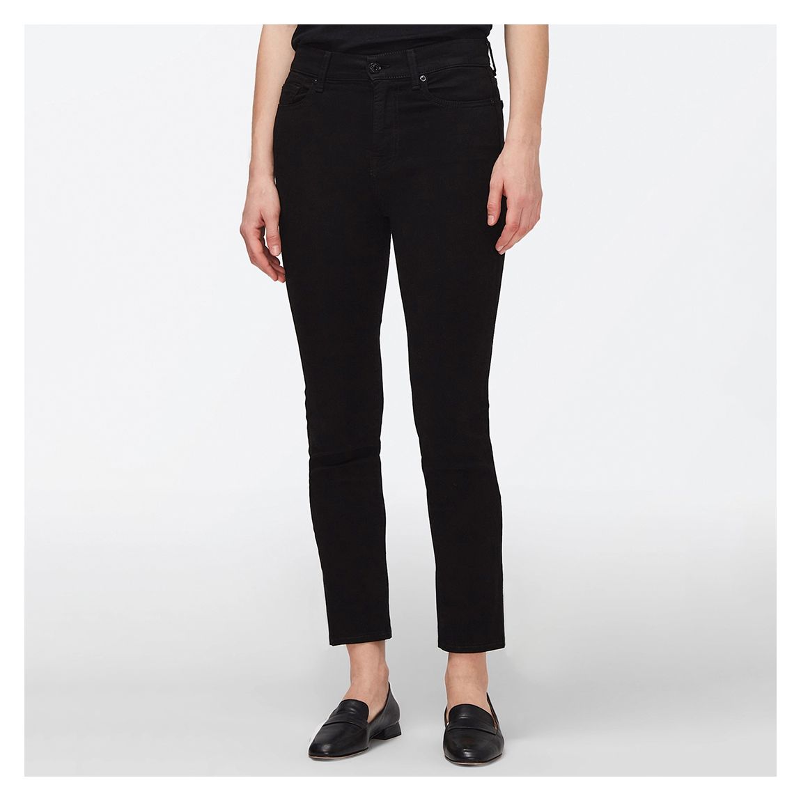 Black Straight Crop Stretch Jeans main product photo