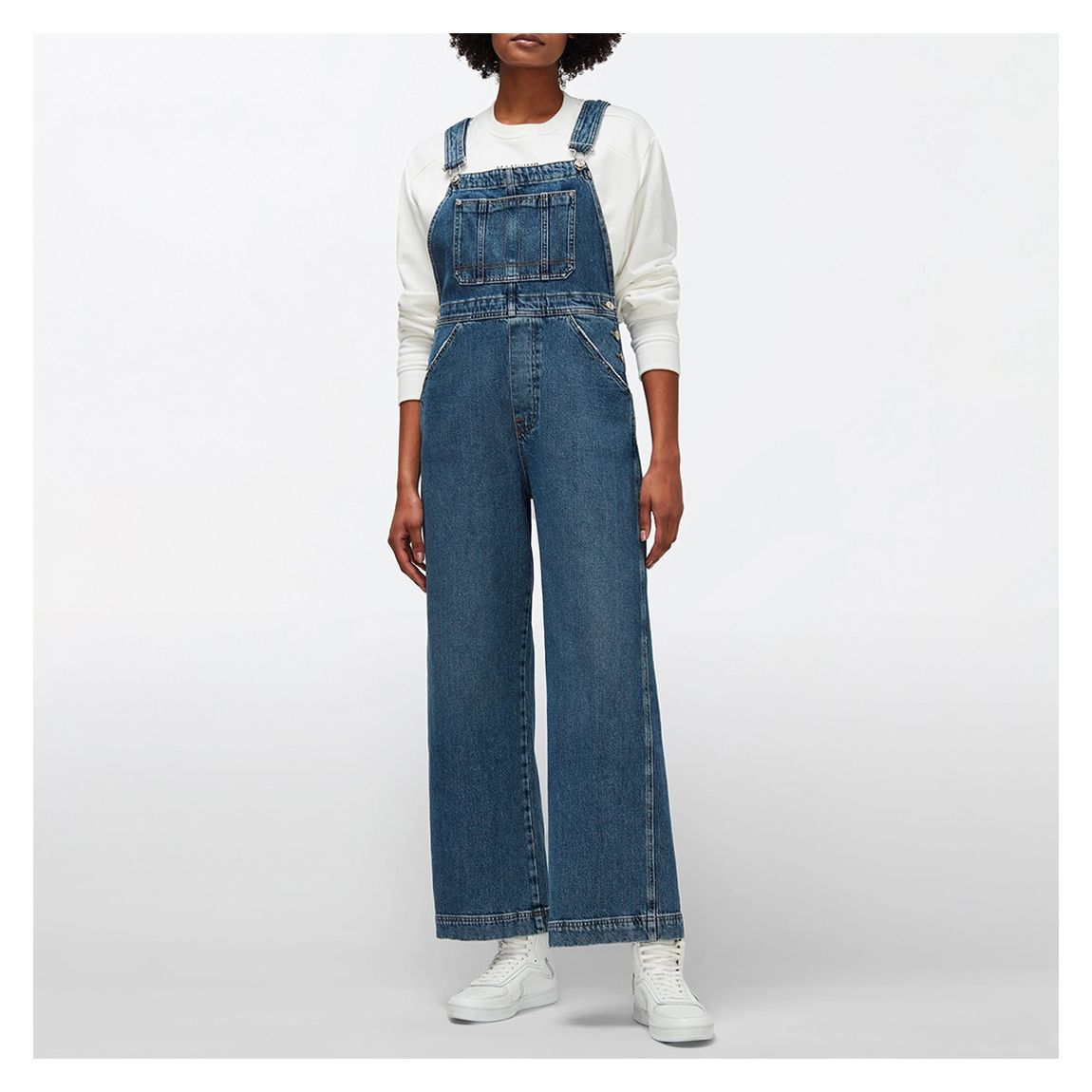 Mid Blue Salopette Stretch Denim Jumpsuit main product photo