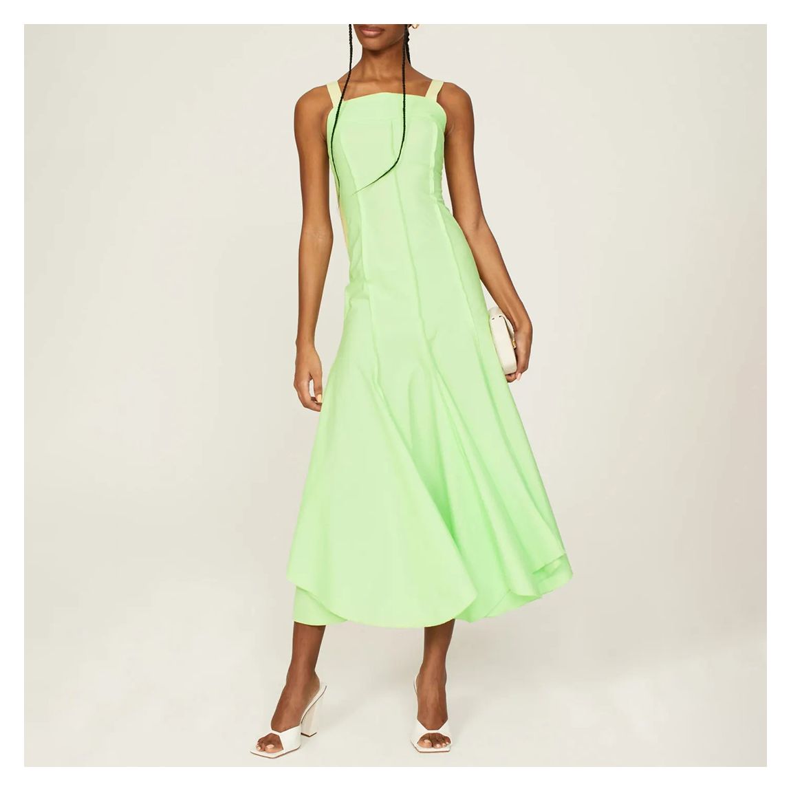 Lime Cotton Blend Strappy Midi Dress main product photo