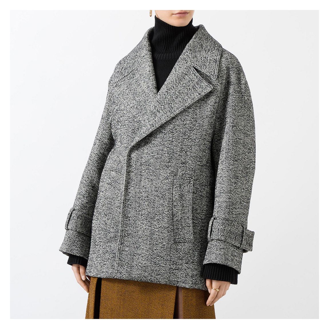 Grey Oversized Wool Pea Coat main product photo