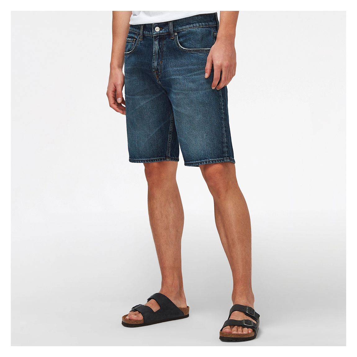 Dark Blue Regular Stretch Denim Shorts main product photo