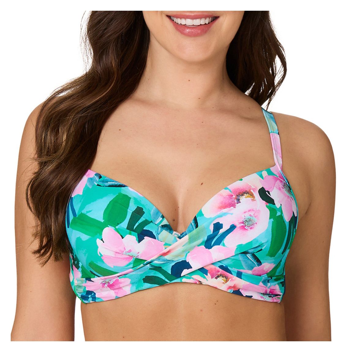 Turquoise Peonies Isla Bikini Top main product photo