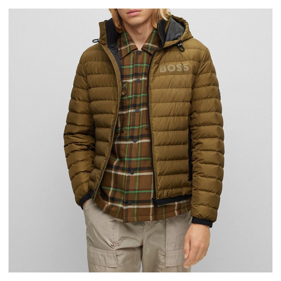 Khaki Dawood Zip Puffer Coat main product photo