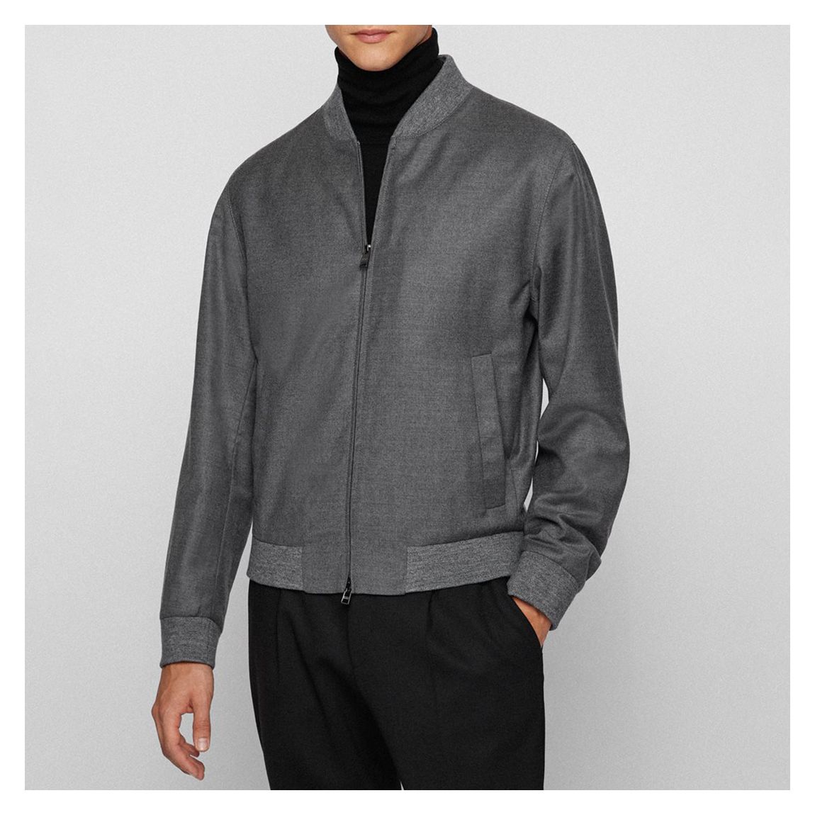 Grey Hanry Wool Blend Bomber Jacket main product photo