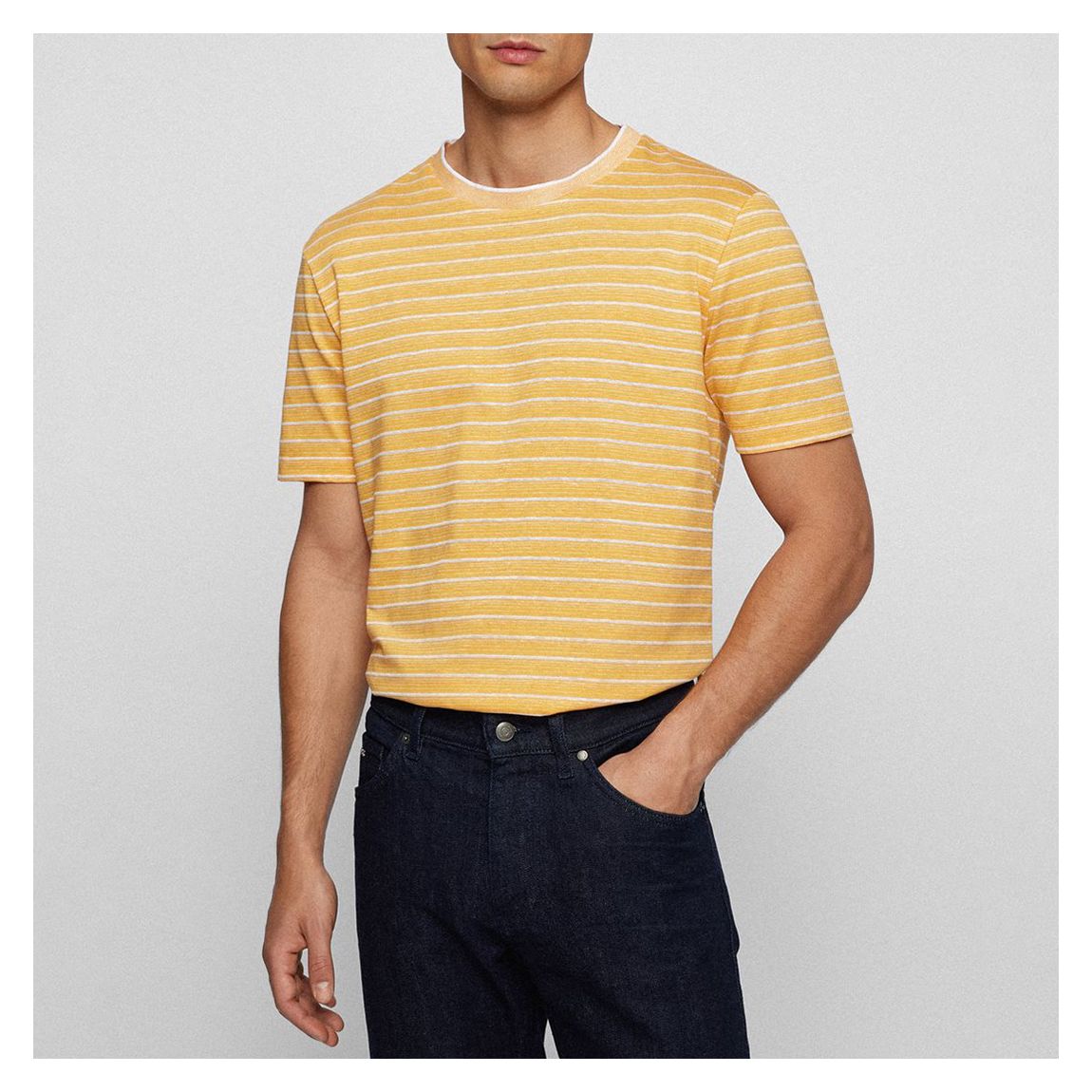 Yellow Tiburt Stripe Cotton Blend T-Shirt main product photo