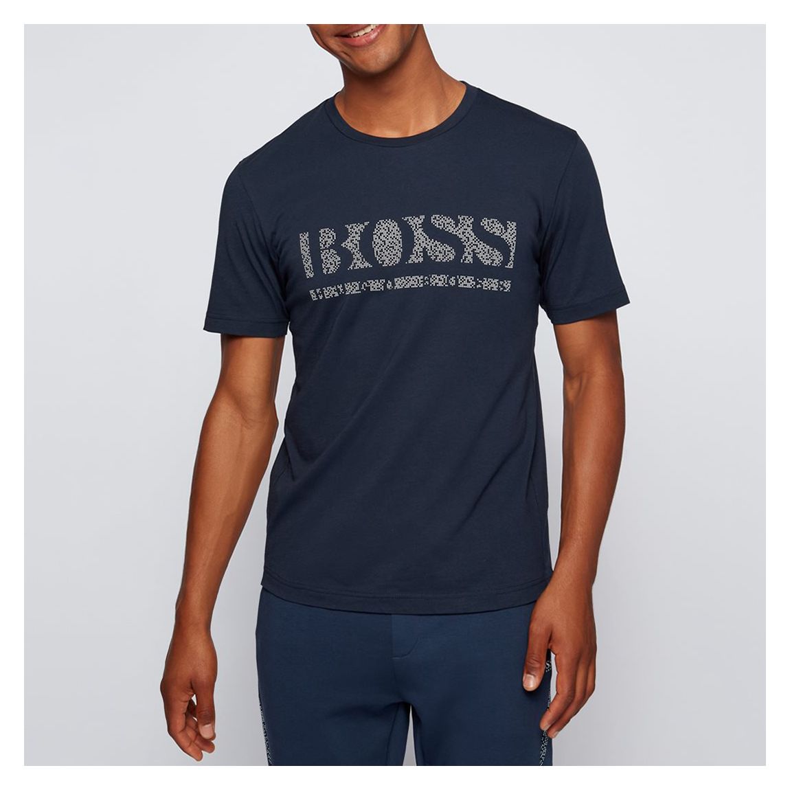 Dark Blue Pixel Logo Cotton T-Shirt main product photo