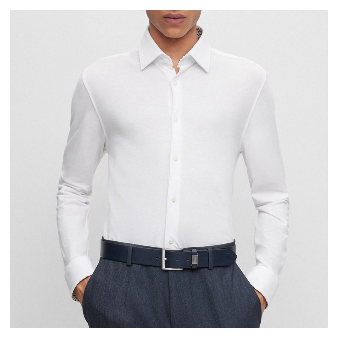 White Kent Long Sleeve Cotton Shirt main product photo