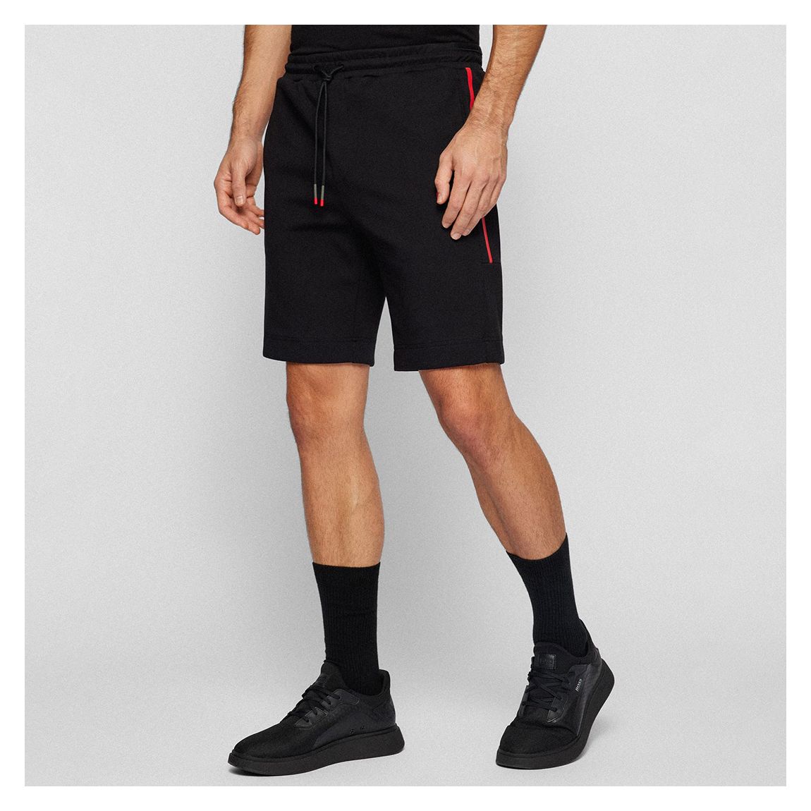 Black/Red Headlo Cotton Blend Shorts main product photo