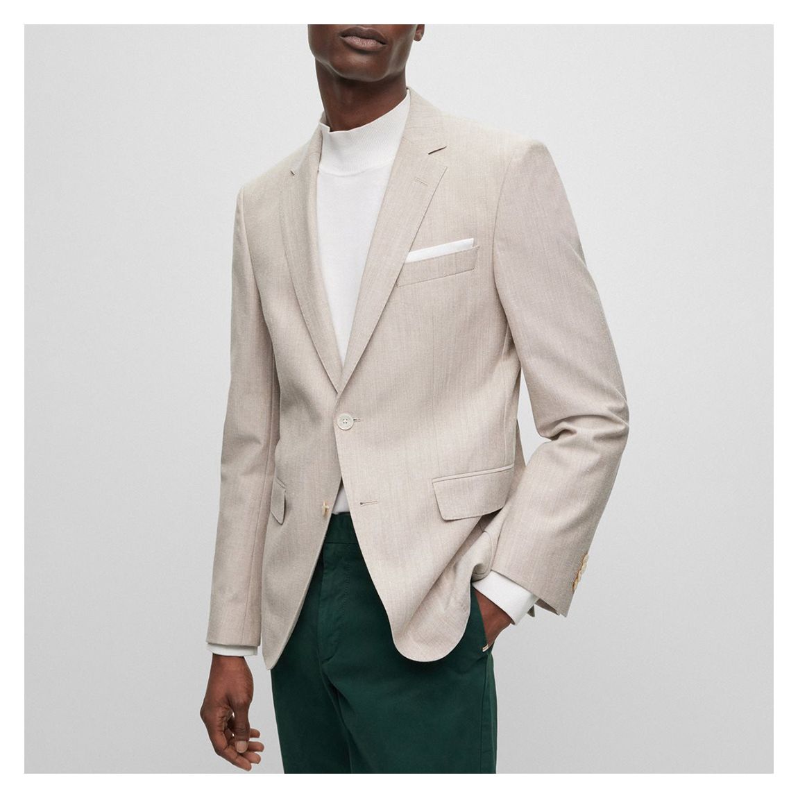 Beige Hutson Single Breasted Wool Blend Blazer main product photo