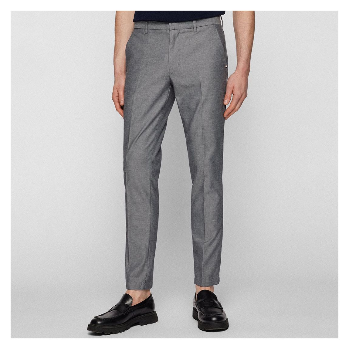 Grey Kaito Slim Fit Cotton Blend Trousers main product photo