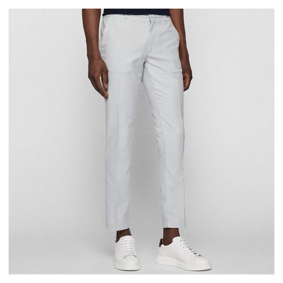 Pale Grey Kaito Slim Fit Cotton Blend Trousers main product photo