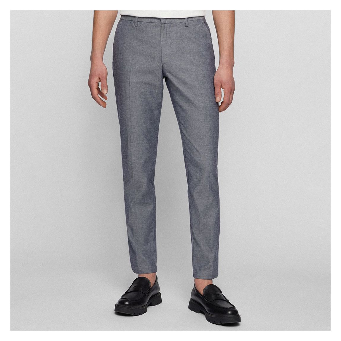 Mid Grey Kaito Slim Fit Cotton Blend Trousers main product photo