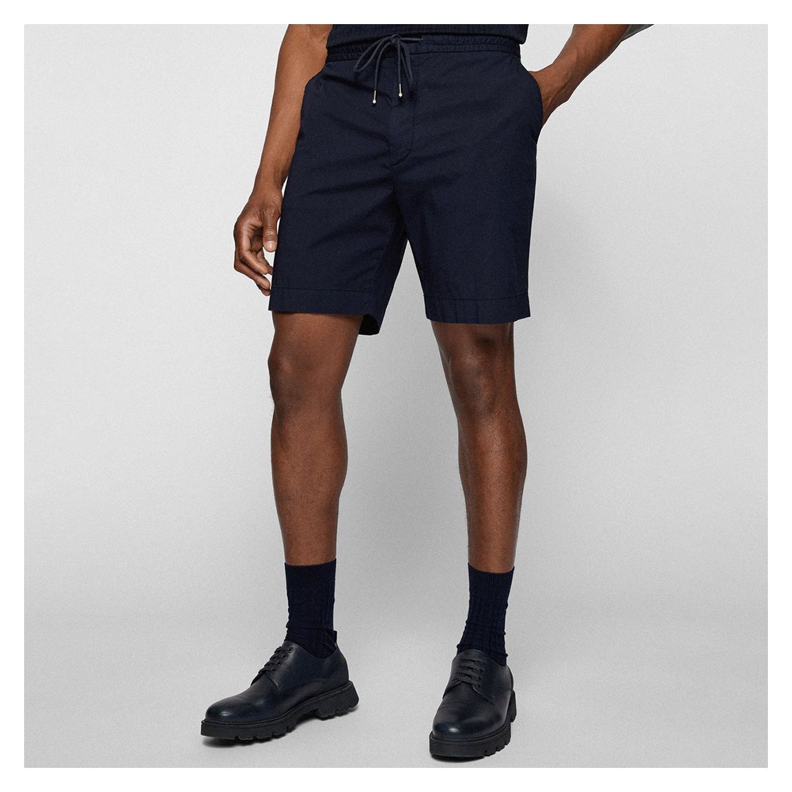 Navy Banks Cotton Blend Shorts main product photo