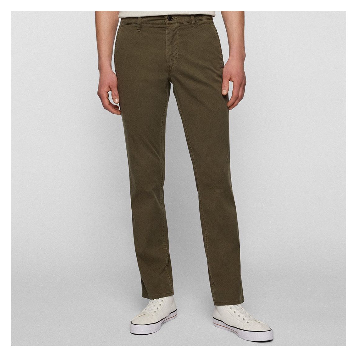 Khaki Schino Slim Cotton Blend Trousers main product photo