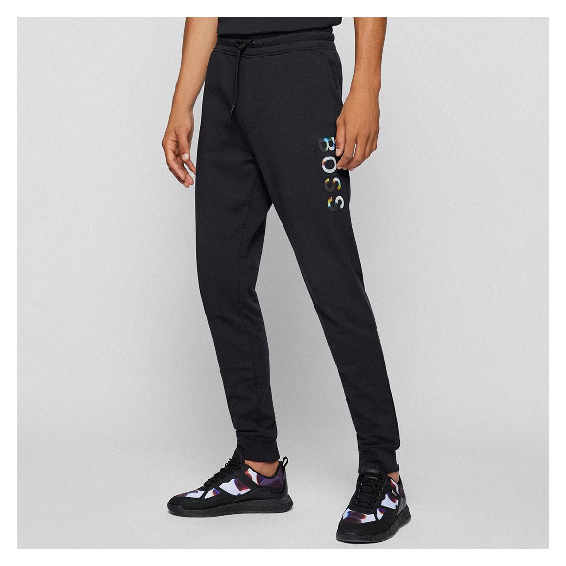 Black Side Logo Cotton Blend Joggers main product photo