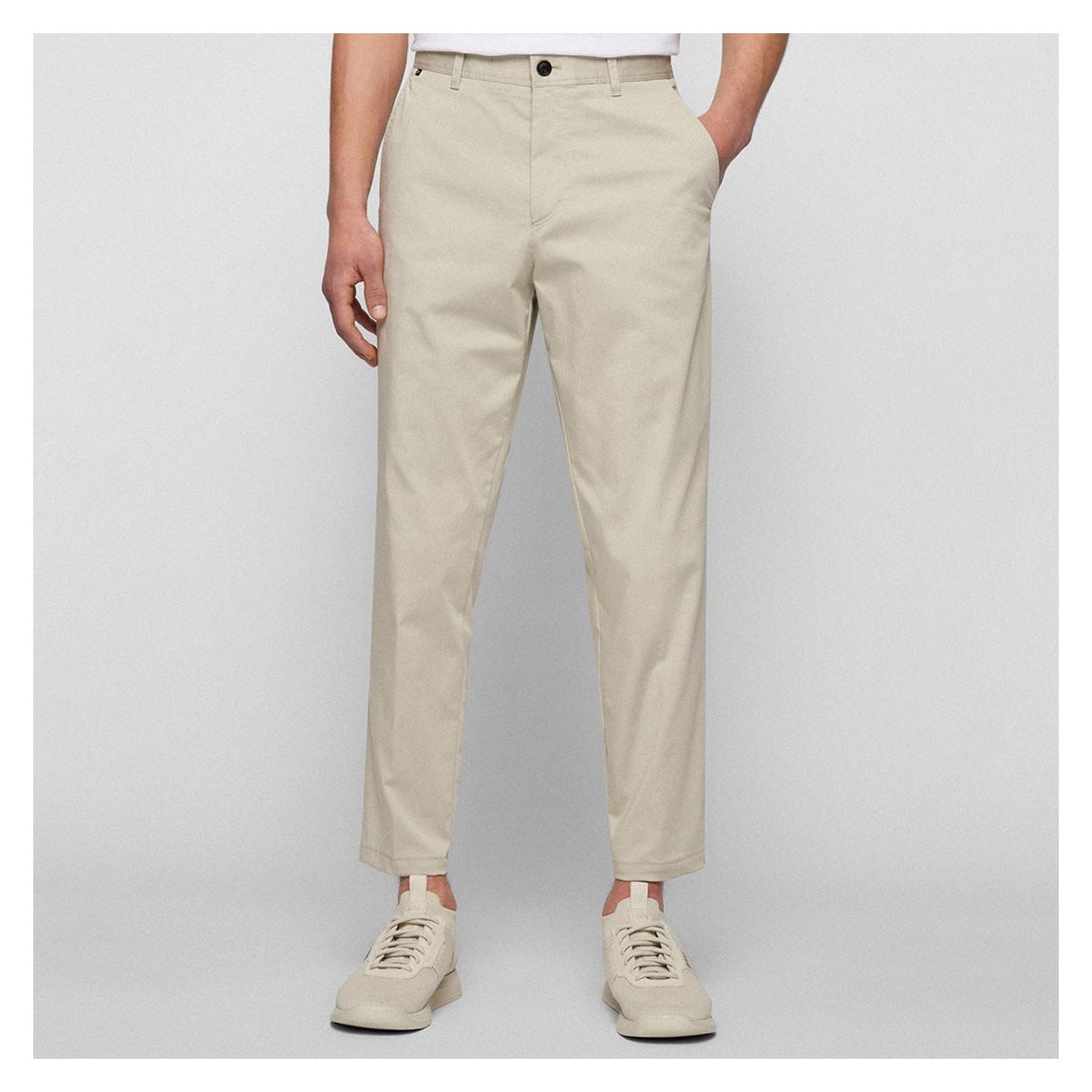 Sand Perin Relaxed Cotton Blend Trousers main product photo