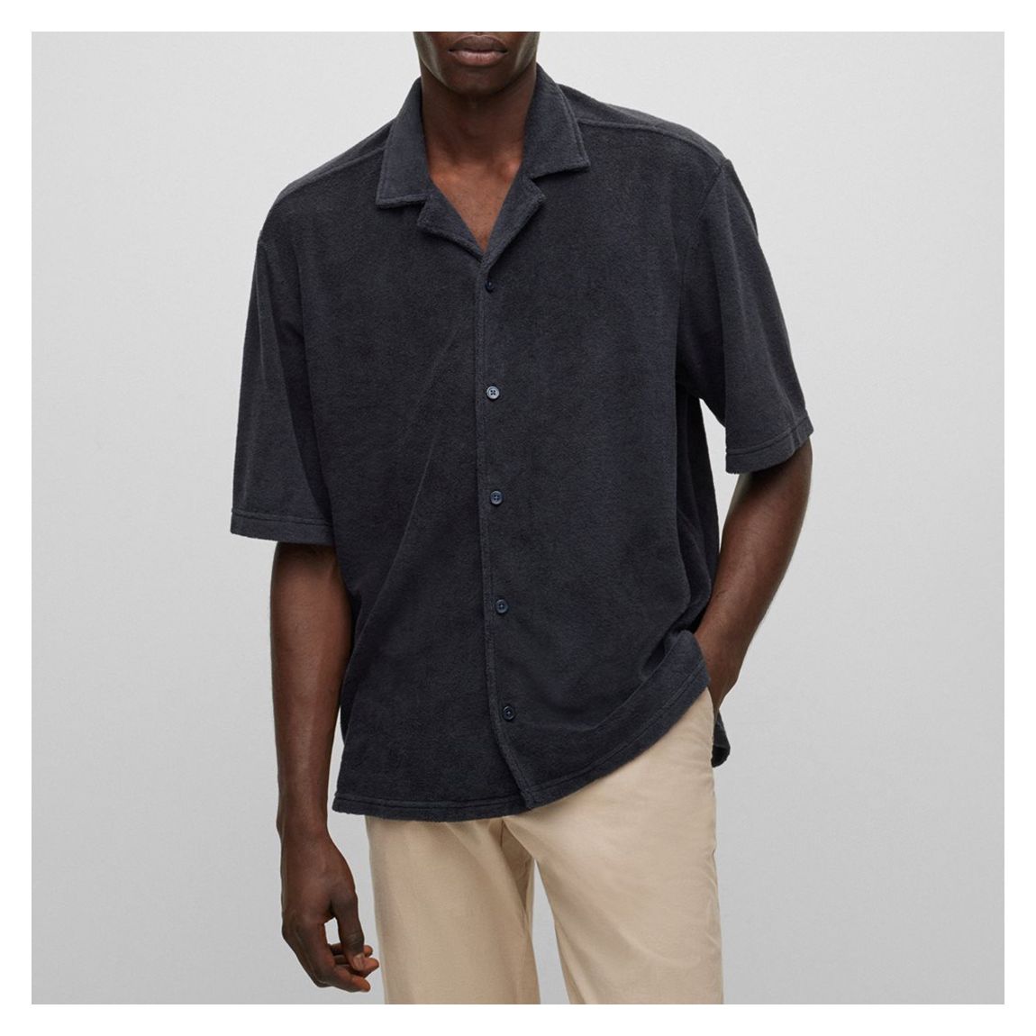 Black Lars Textured Cotton Blend Shirt main product photo