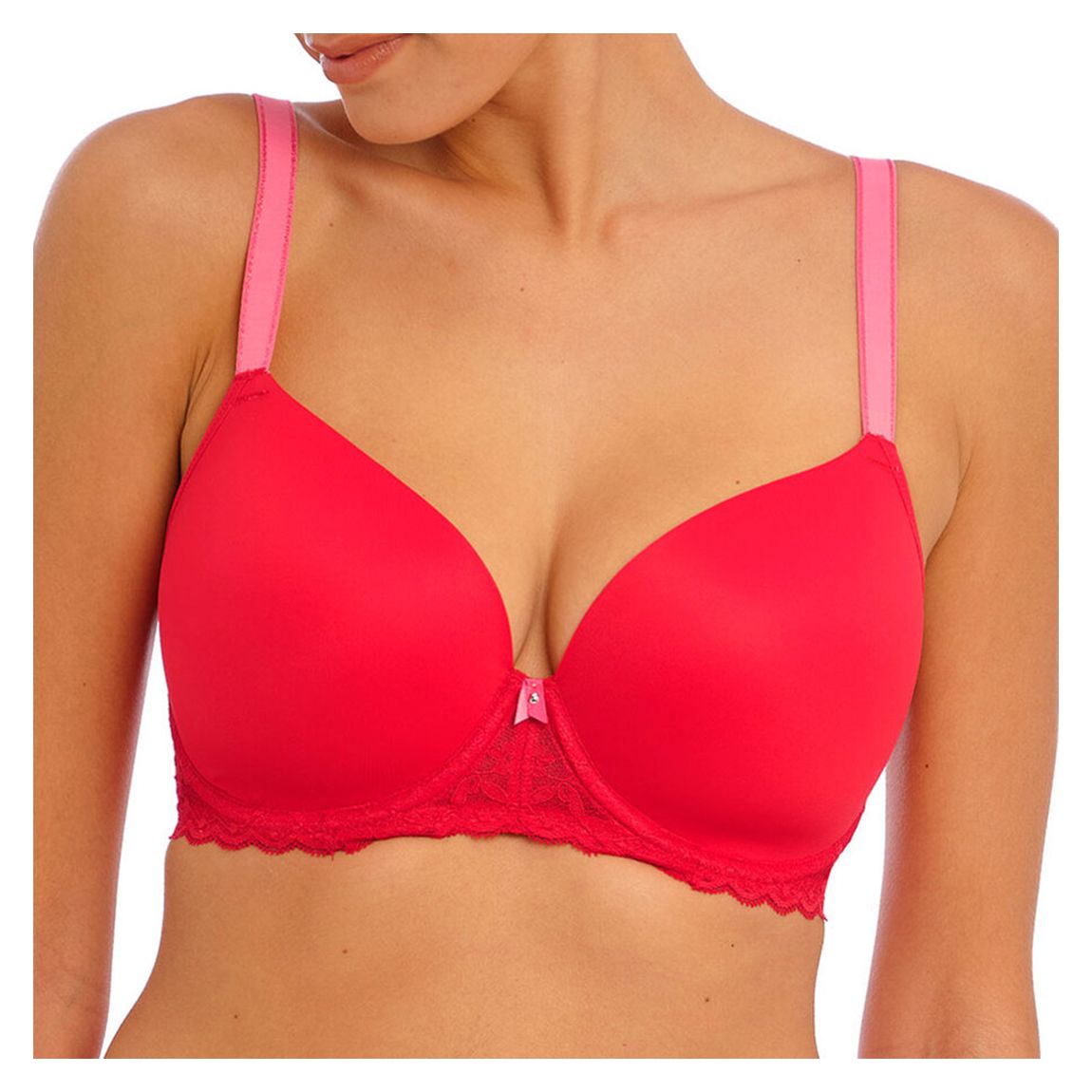 Red Offbeat Moulded Demi Plunge T-Shirt Bra main product photo