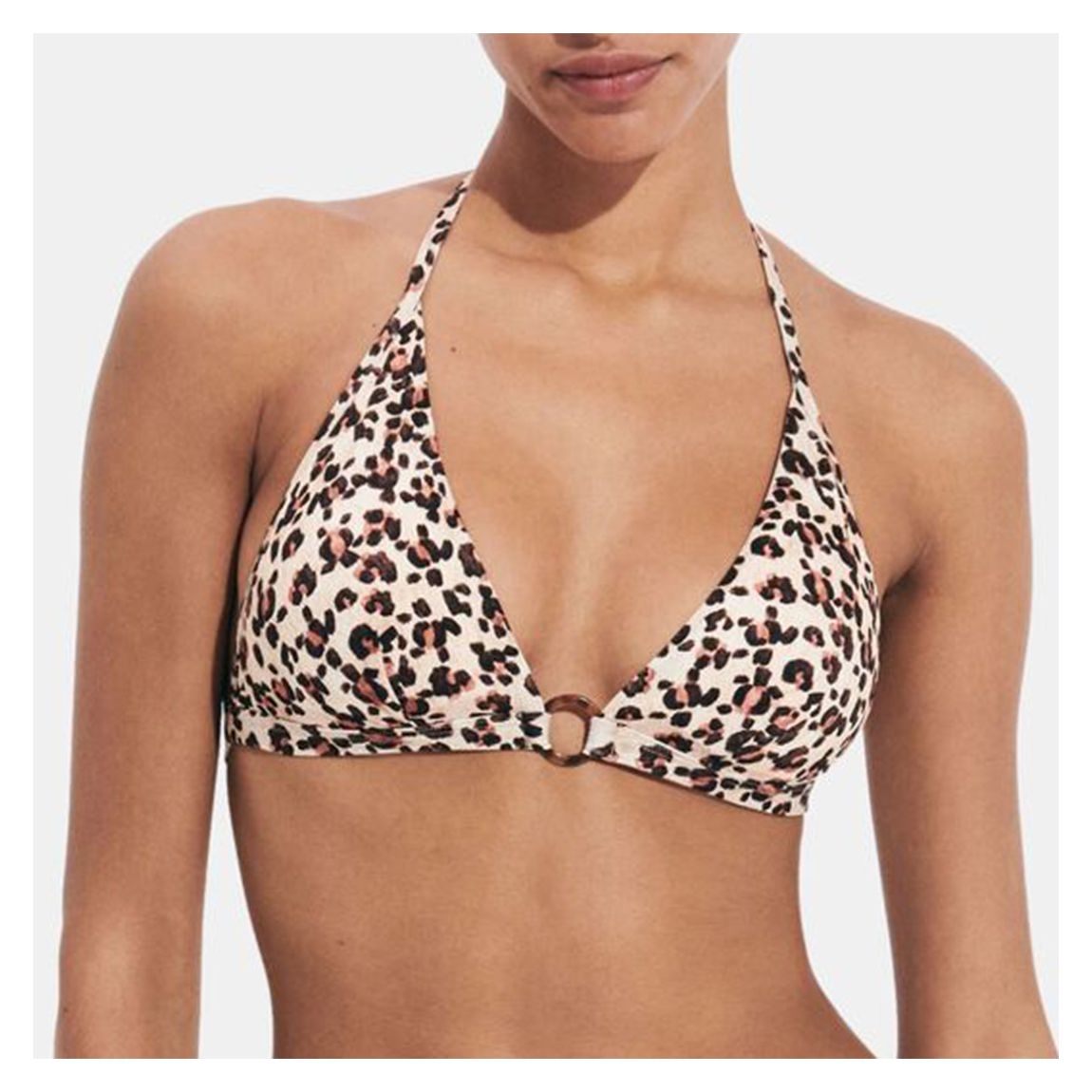 Brown Leopard Print Flechett Bikini Top main product photo