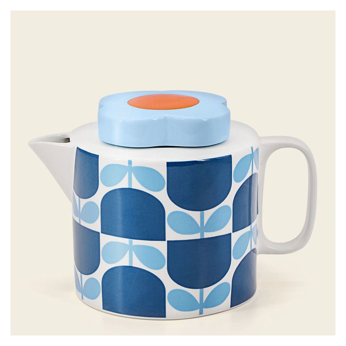 Navy Block Flower Tea Pot main product photo
