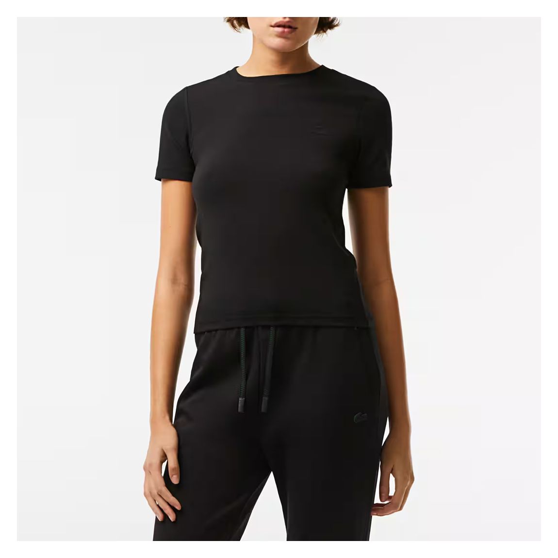 Black Round Neck Cotton Blend T-Shirt main product photo