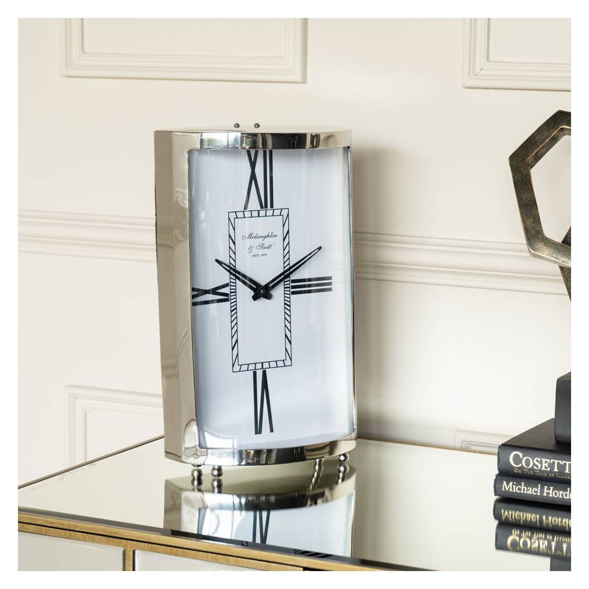 Johnson Large Mantel Clock Nickel Finish 54cm main product photo