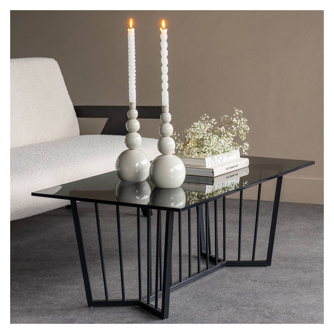 Abington Black Frame and Tinted Glass Rectangular Coffee Table 110x60cm main product photo