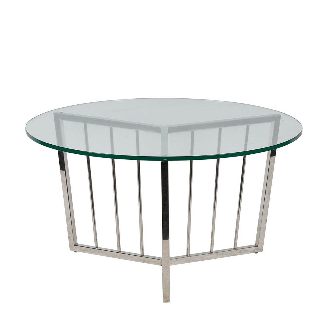 Abington Stainless Steel Frame and Clear Glass Round Coffee Table 80cm main product photo
