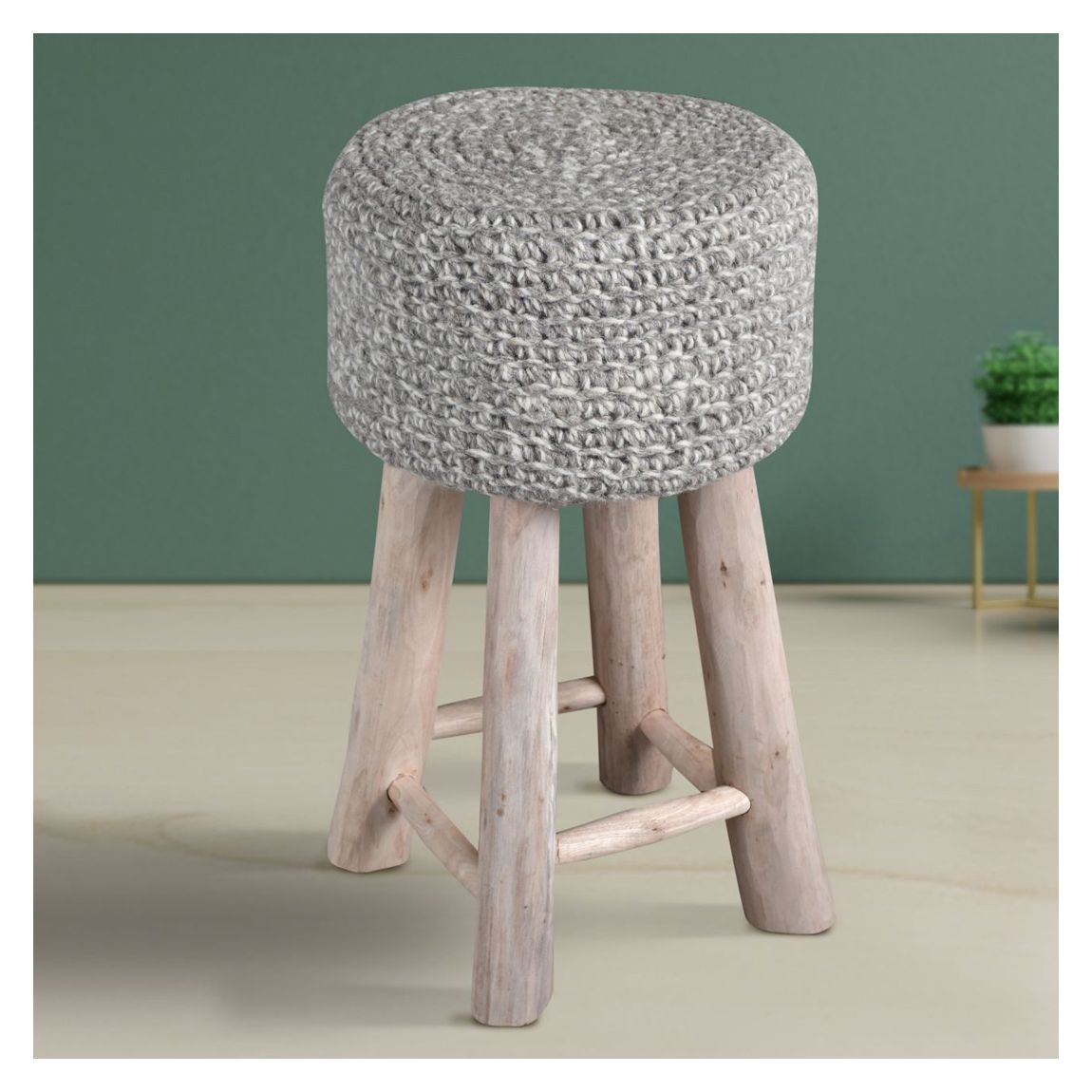 Nomad Stone Grey Knitted Bar Stool main product photo