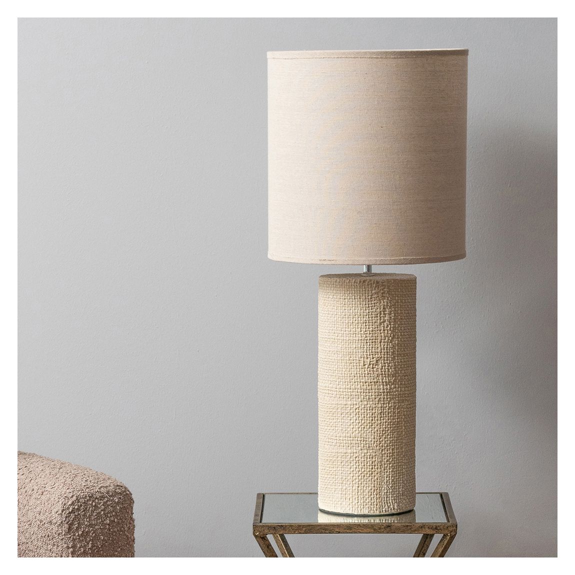 Tall Cream Textured Porcelain Table Lamp With Shade E27 60W main product photo