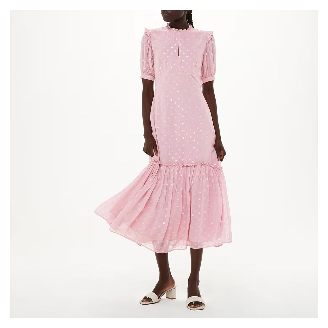 Pink Metallic Spot Midi Dress main product photo