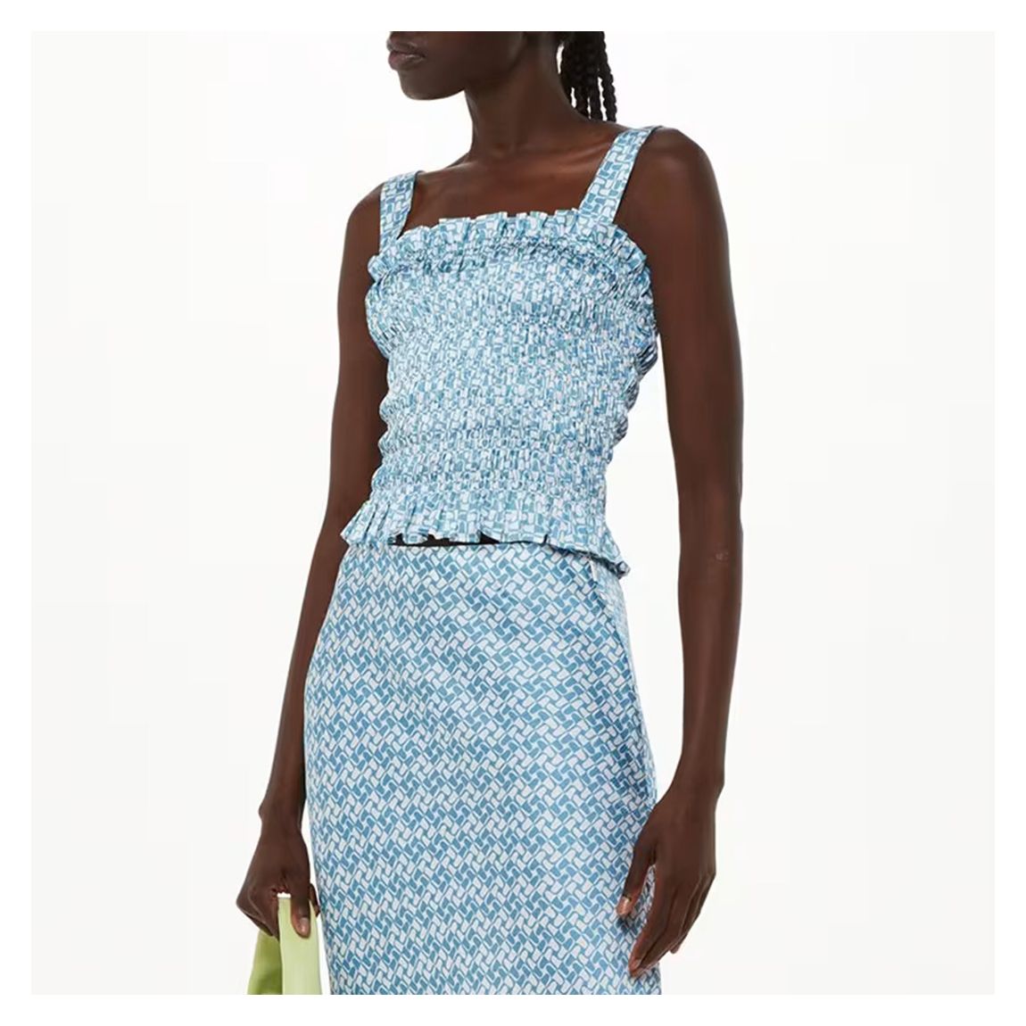 Blue Two Tone Tile Print Top main product photo