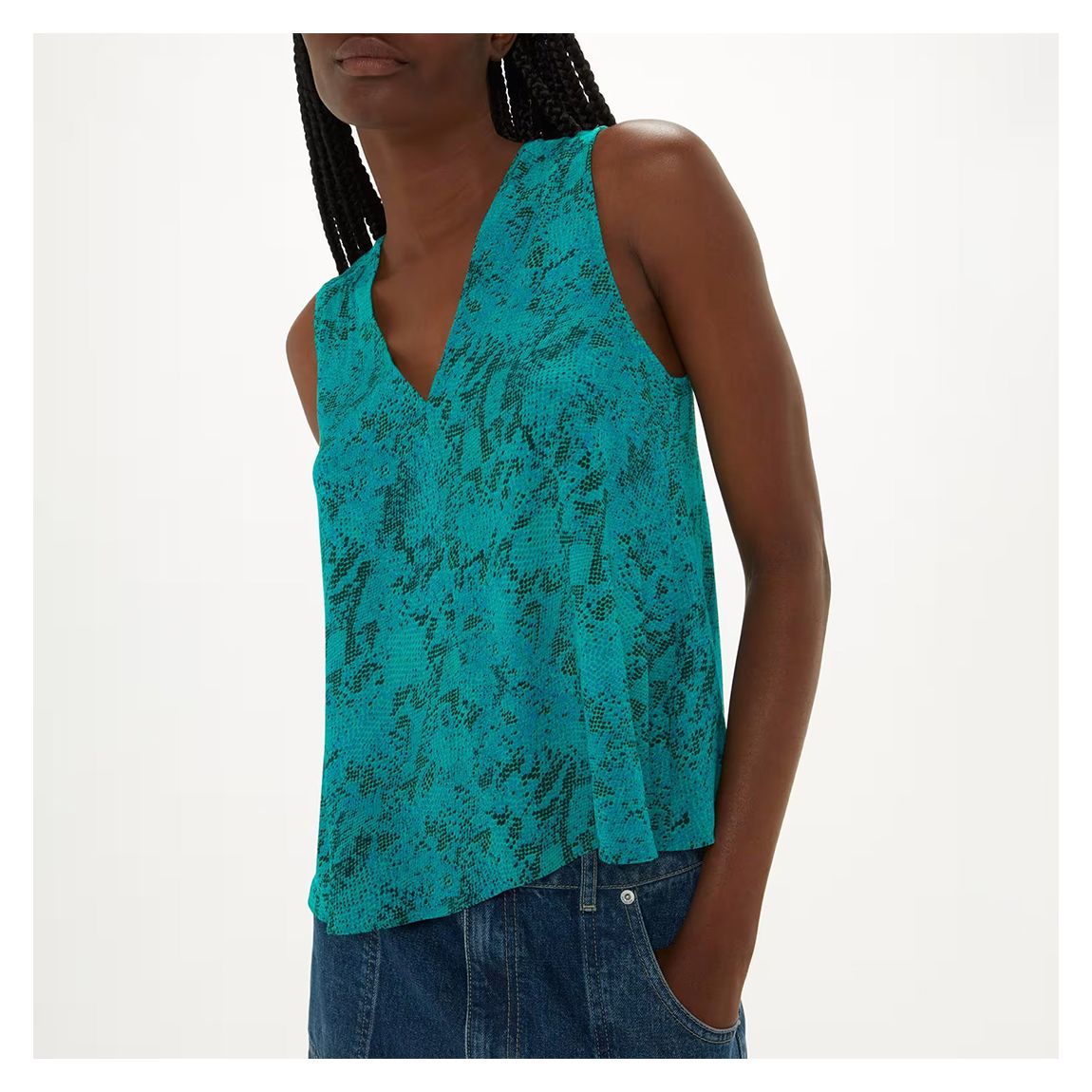 Turquoise Diagonal Snake Vest Top main product photo