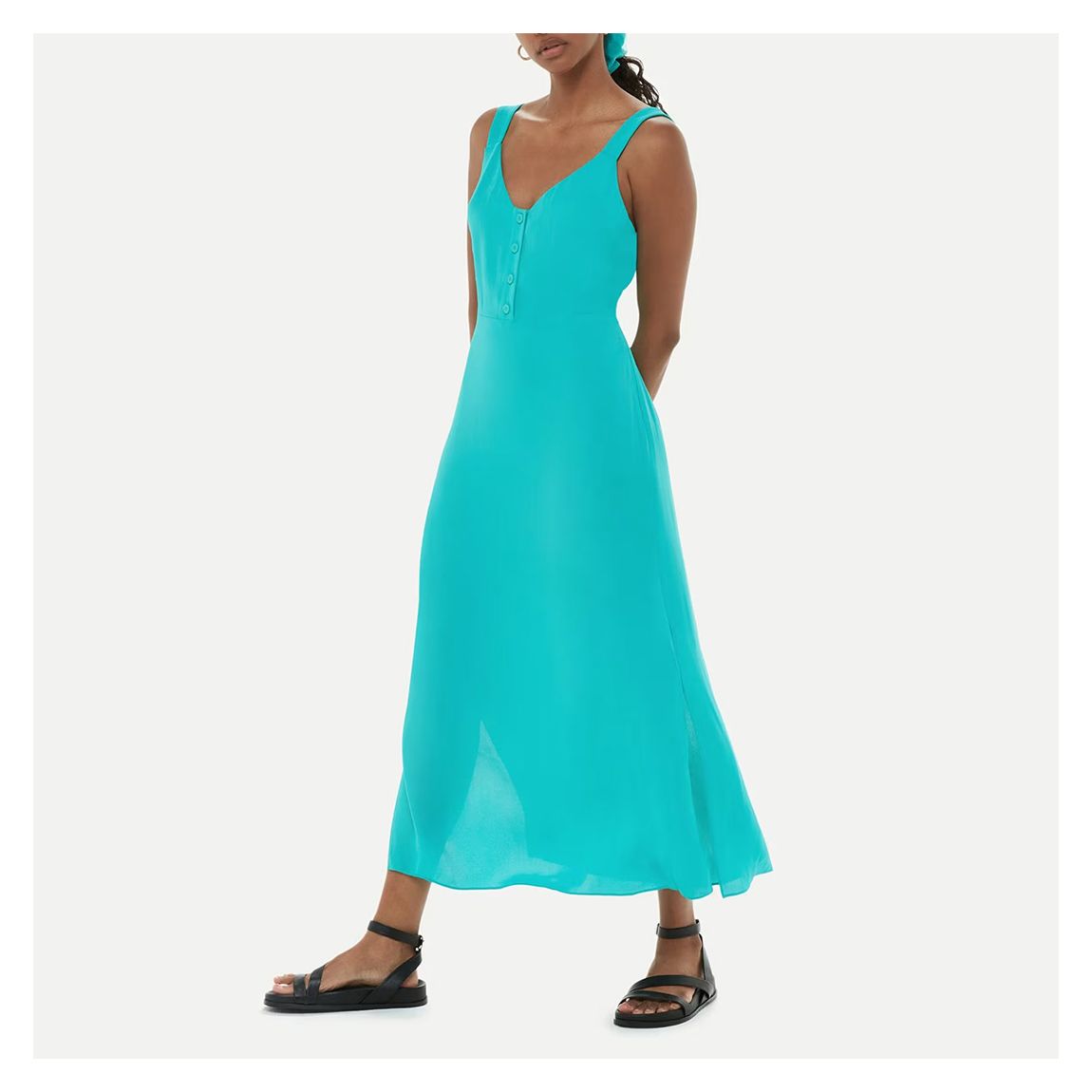 Turquoise Andie Button Dress main product photo