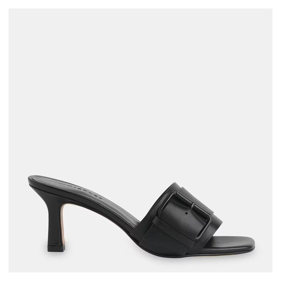 Black Adella Leather Mule Heels main product photo