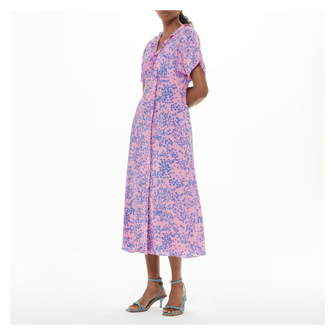 Pink Dandelion Floral Midi Dress main product photo