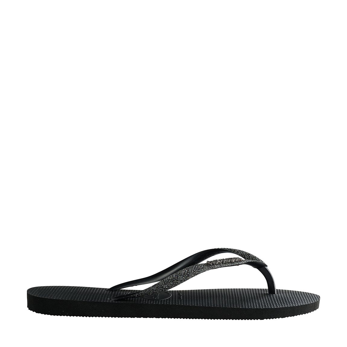Women Black/Grey Metallic Slim Flip Flops main product photo
