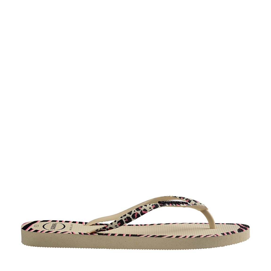 Women Beige Leopard Slim Flip Flop main product photo