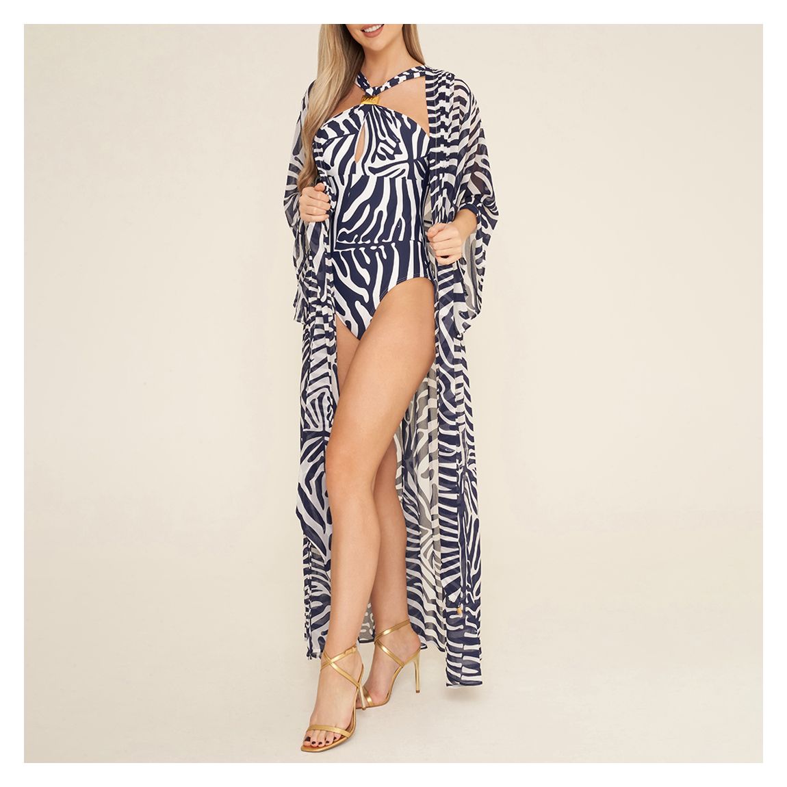 Navy Ella Zebra Kaftan main product photo